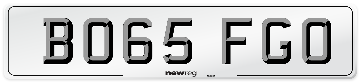 BO65 FGO Number Plate from New Reg